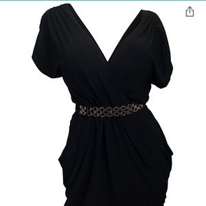 Black dress with gold belt
